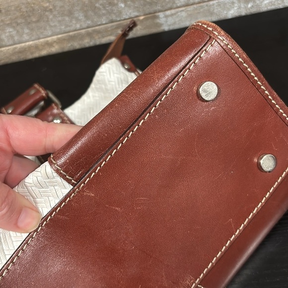 CLAUDIA Firenze genuine leather white and brown  made in Italy shoulder bag - Picture 13 of 15